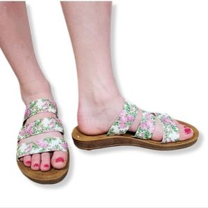 White Super Jack Pink Floral Elastic Straps Sandals Sz 6  5008
